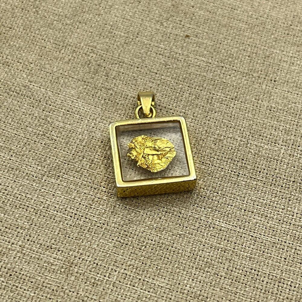 Antique French Gold Leaf set in Resin Pendant